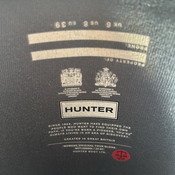 HUNTER TALL GLOSS RAIN BOOTS SIZE US 8 EU 39 - Picture 6 of 13